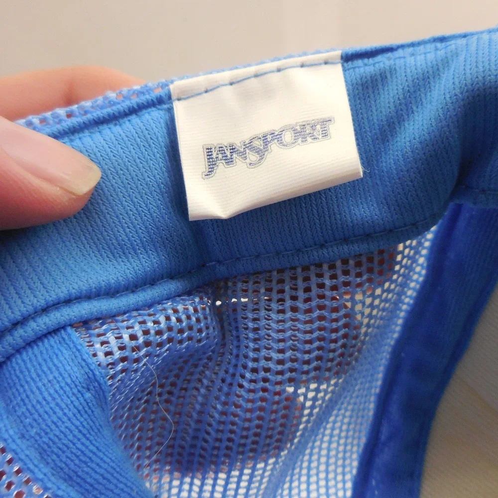 Vintage JanSport HP 84 LA Olympics Win With Teamwork‎ Trucker Hat Blue Snapback